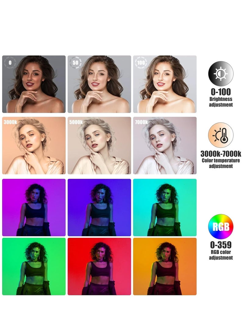 Captaintech RGB LED Video Light,with Remote Control, 360°Full Color Camera Light with 3 Cold Shoe, 2000mAh Rechargeable Photography Light 3000k-7000K Dimmable Panel Lamp for YouTube/TikTok/Vlog/Photography  - Image 2