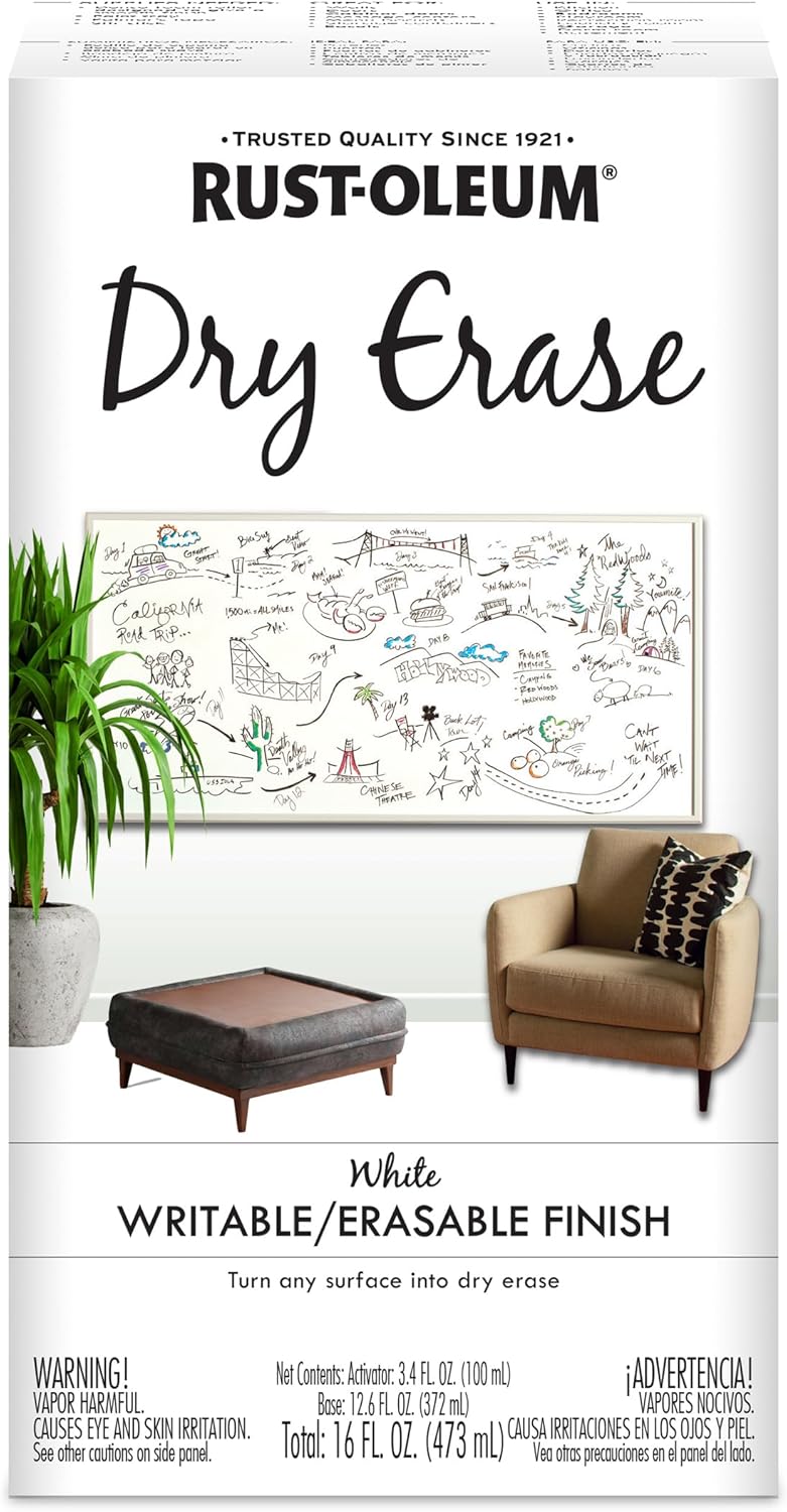 Rust-Oleum Dry Erase Brush-On Kit - 16 Fl Oz White Writable/Erasable Finish - Image 1