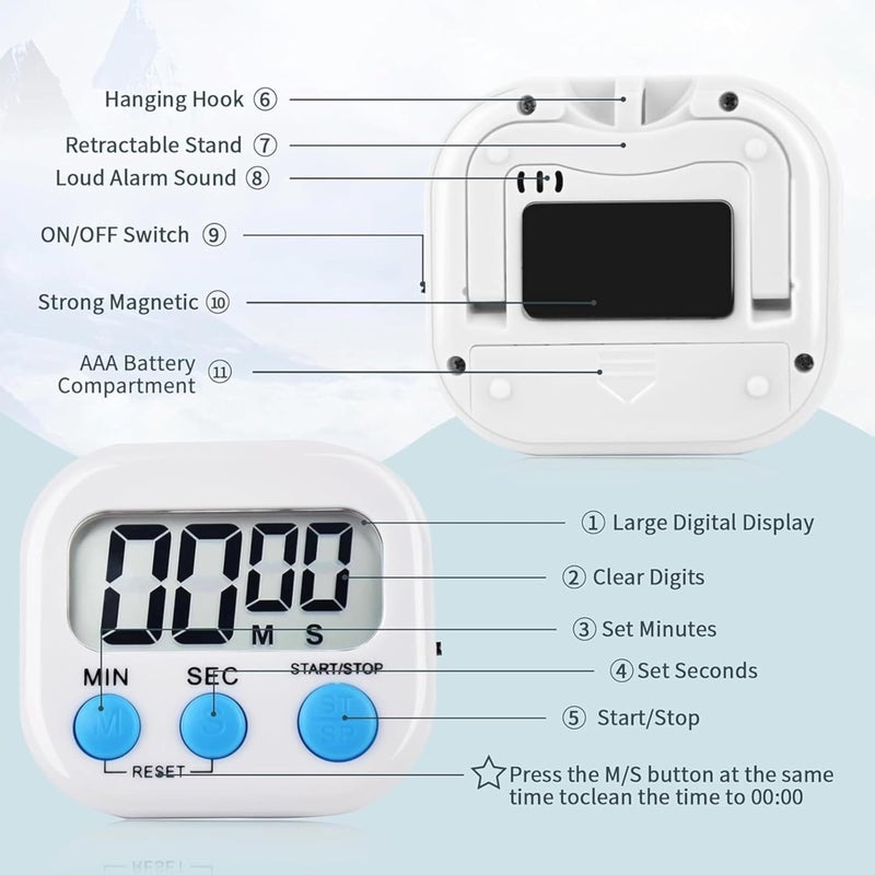 Magnetic Digital Kitchen Timer - Large Display, Electronic Kitchen Cooking Timer for Cooking, Gaming, Gym, Break, Classroom (Orange) - Image 5
