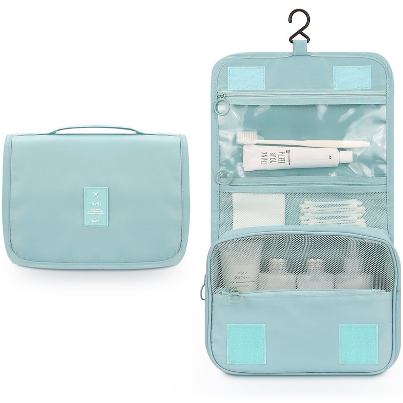 Mossio Toiletry Bag Lightweight Canvas Bathroom Organizer Spave Saver Essentials Cosmetic Travel Bag Sky Blue,35 X 31 Millimeters - Image 2