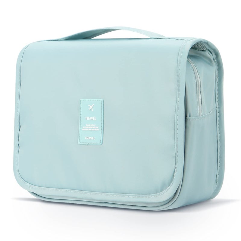Mossio Toiletry Bag Lightweight Canvas Bathroom Organizer Spave Saver Essentials Cosmetic Travel Bag Sky Blue,35 X 31 Millimeters - Image 1
