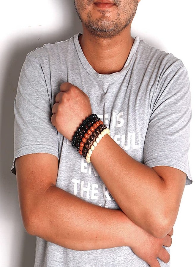 MILAKOO 5Pcs Wooden Stretch Bracelets Prayer Yoga Meditation Mala 10mm Beads for Men Women - Image 3