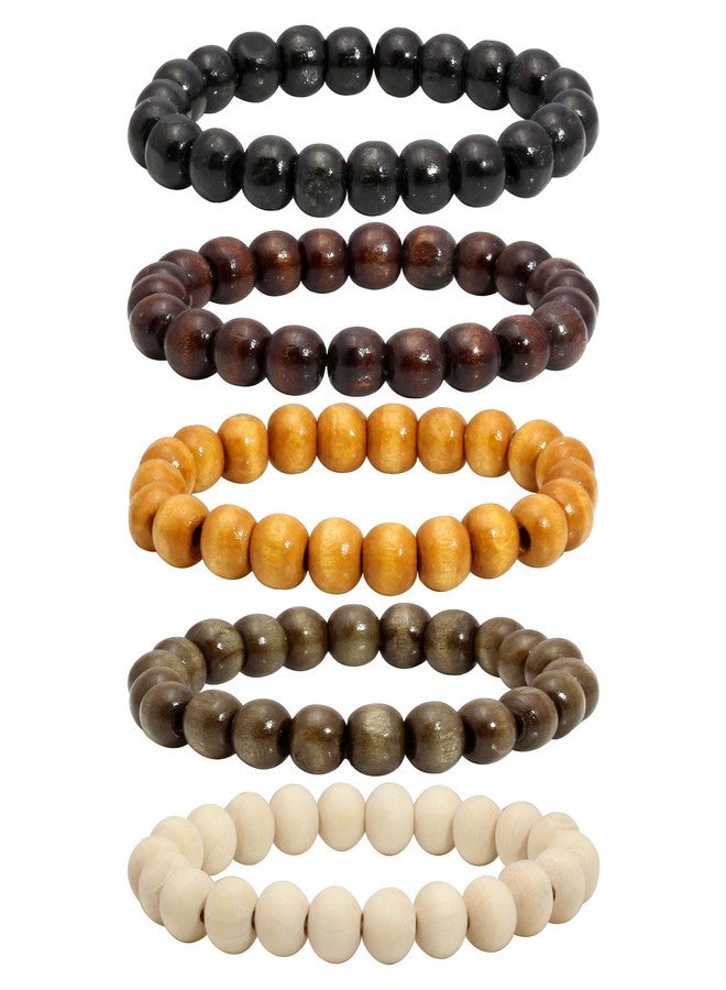 MILAKOO 5Pcs Wooden Stretch Bracelets Prayer Yoga Meditation Mala 10mm Beads for Men Women - Image 1