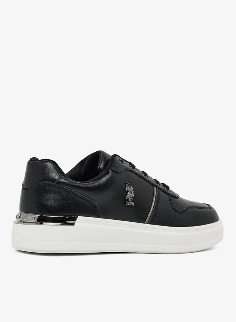 U.S. Polo Assn. U.S. Polo Assn. Women's Platform Sneakers | Casual Lace-Up Fashion Shoes | Cushioned Lightweight Sole | Black/White