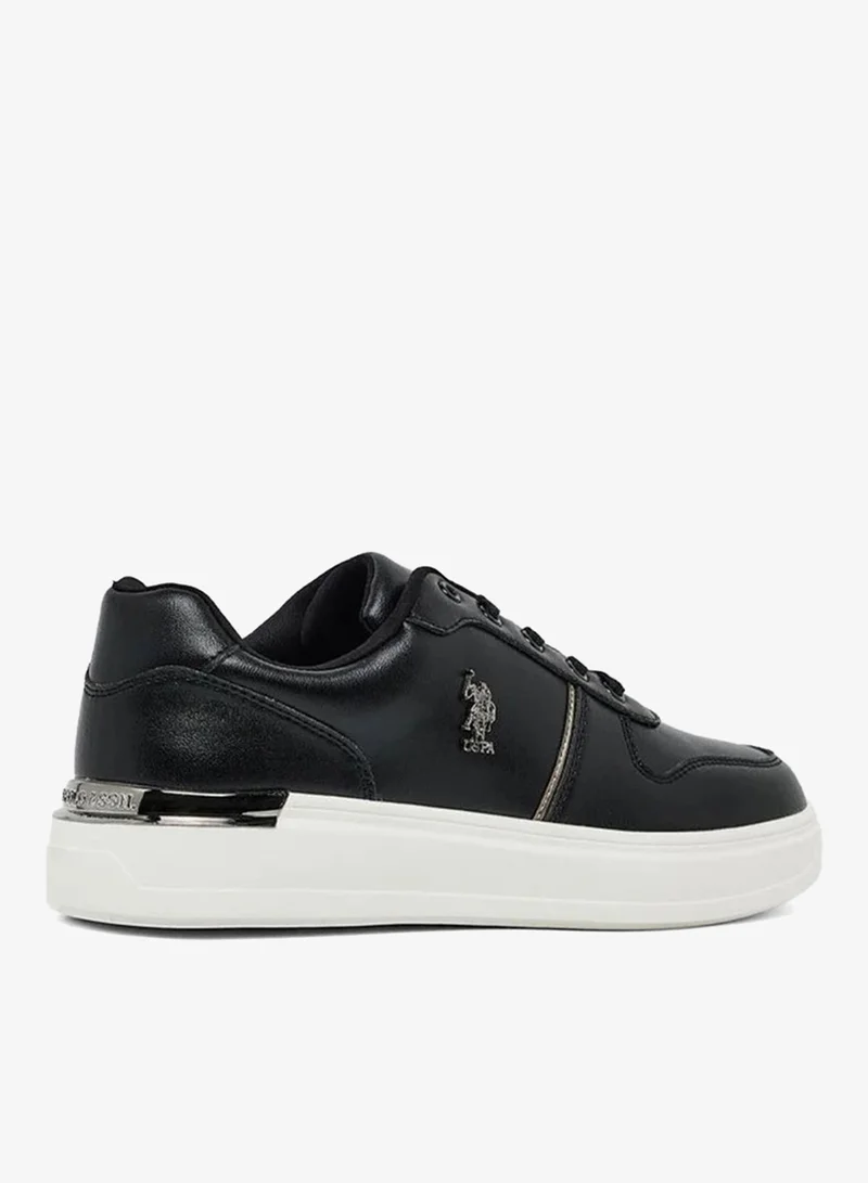 U.S. Polo Assn.  U.S. Polo Assn. Women's Platform Sneakers | Casual Lace-Up Fashion Shoes | Cushioned Lightweight Sole | Black/White for Women | Best Price UAE