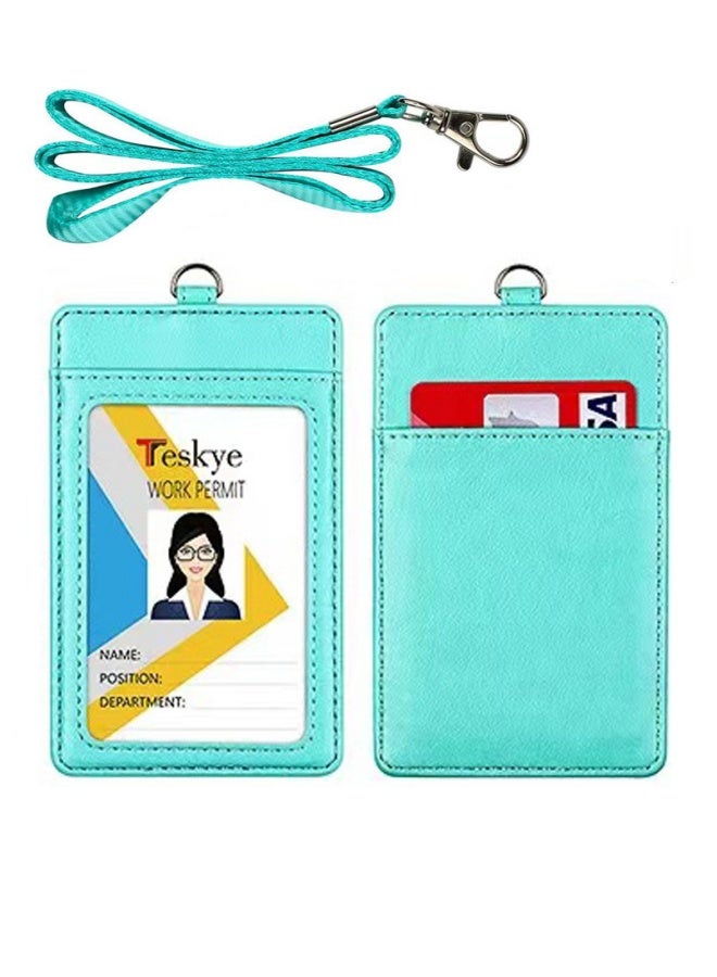 High-Grade Leather Chest ID Holder, Simple Employee Work Badge PU Card Holder.