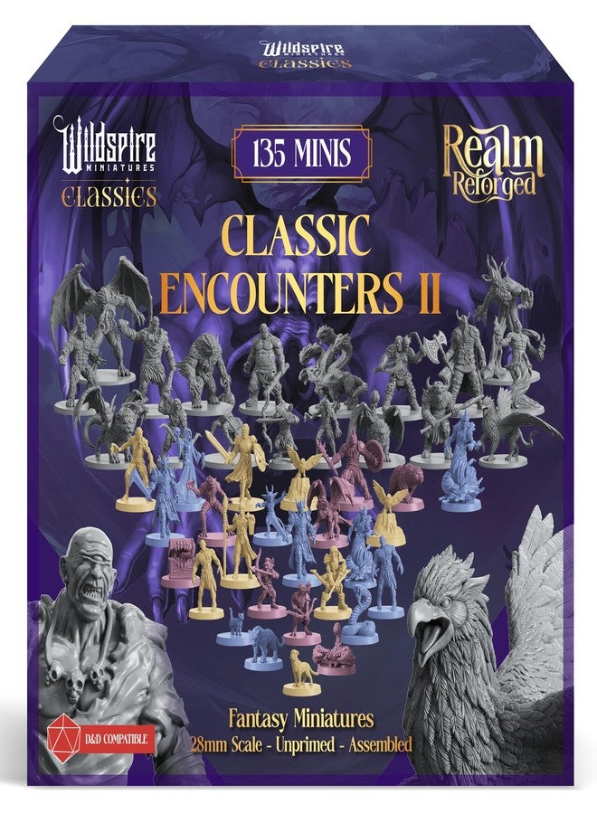 Wildspire Classic Encounters II - 135 Monsters & Encounters for DND Miniatures Bulk & Dungeons Dragons | 28mm Unpainted DND Minis | D&D Figures Miniatures for RPG Tabletop Gaming | Pathfinder I Realm Reforged - Image 1