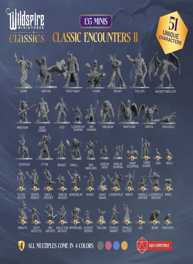 Wildspire Classic Encounters II - 135 Monsters & Encounters for DND Miniatures Bulk & Dungeons Dragons | 28mm Unpainted DND Minis | D&D Figures Miniatures for RPG Tabletop Gaming | Pathfinder I Realm Reforged - Image 3