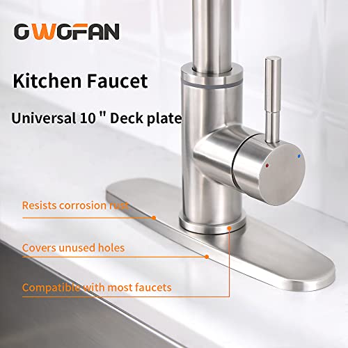 OWOFAN Hole Cover Deck Plate Escutcheon for Bathroom or Kitchen Sink Faucet Single Hole Mixer Tap 10 Inch Stainless Steel Brushed Nickel WF-4102SN - Image 2