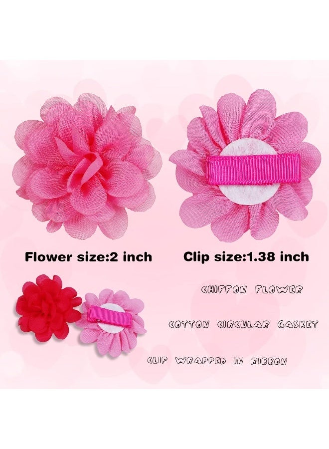 WillingTee 50pcs 2" Chiffon Flower Hair Bows Tiny Clips for Girls Fully Lined Non Slip Baby Clips Hair Accessories for Baby Girls Newborns Infants Toddlers 25 Colors in Pairs - Image 3