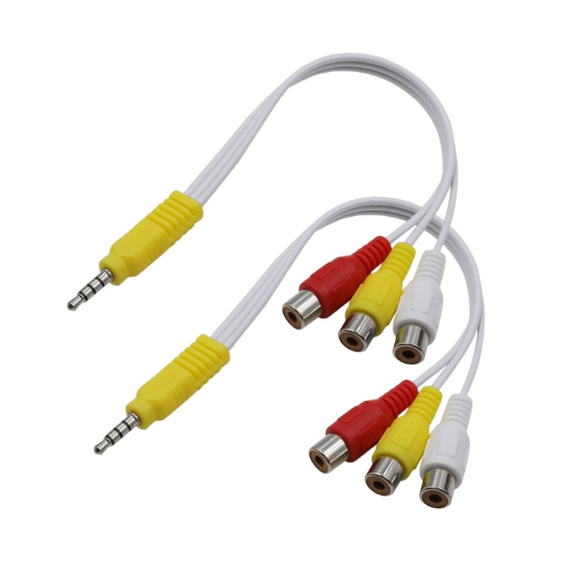 محول 3.5 مم إلى RCA AV: 2 حاويات باللون الأبيض - توفير توافق حصري مع تلفزيون TCL - تشغيل سريع (توصيل واستخدام) ونقل صوت ستيريو عالي الجودة وفيديو مركب لشاشات TCL الذكية وإعداد الترفيه المنزلي - Image 1