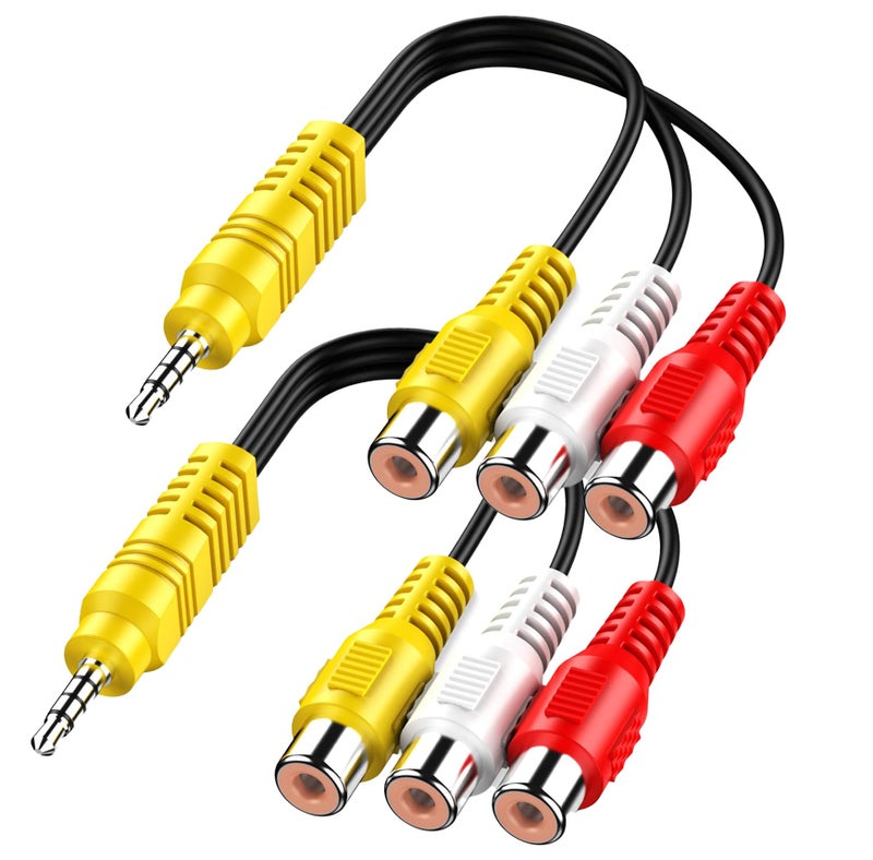 محول 3.5 مم إلى RCA AV: 2 حاويات باللون الأبيض - توفير توافق حصري مع تلفزيون TCL - تشغيل سريع (توصيل واستخدام) ونقل صوت ستيريو عالي الجودة وفيديو مركب لشاشات TCL الذكية وإعداد الترفيه المنزلي - Image 2