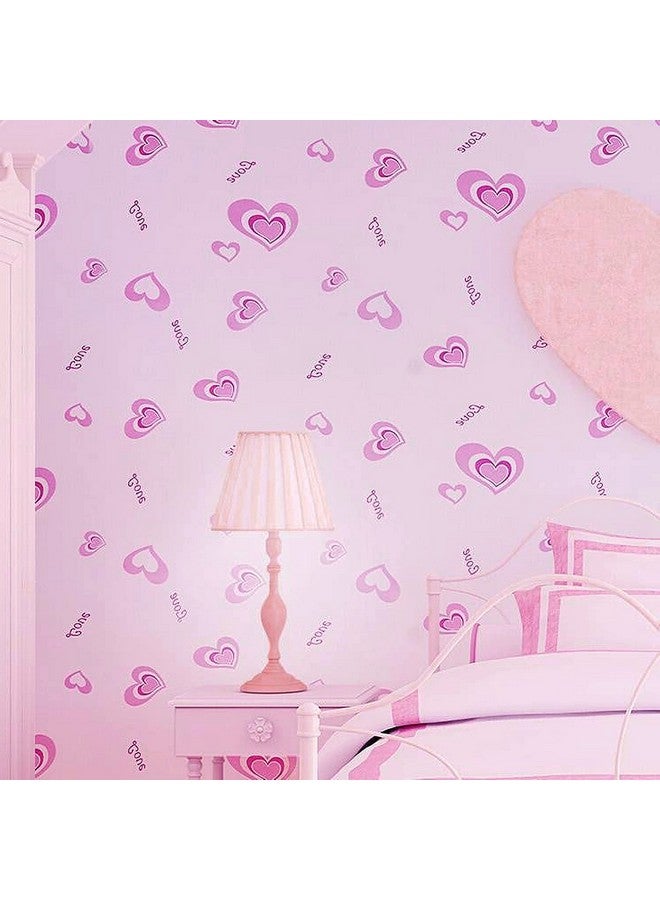 wolpin Wall Stickers Wallpaper Bedroom Interior (45 X 500 Cm) Decoration Love Design With Hearts Romantic Diy Selfadhesive Pink - Image 4