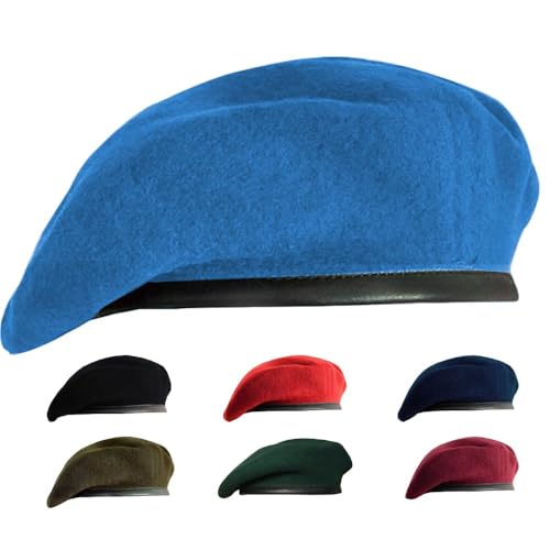 Gajaous British Military Berets for Men and WomenWool and Leather Beret HatsMultiple Colours Army Beret - Image 1