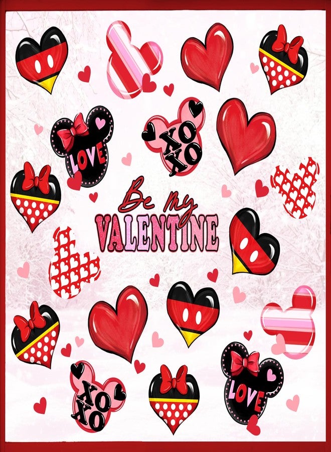 Mfault Valentines Day Window Clings 4 Sheets, Be My Valentine Red Love Hearts Romantic Stickers Decals Decorations, Anniversary Wedding Home Kitchen Decor Party Supplies - Image 1