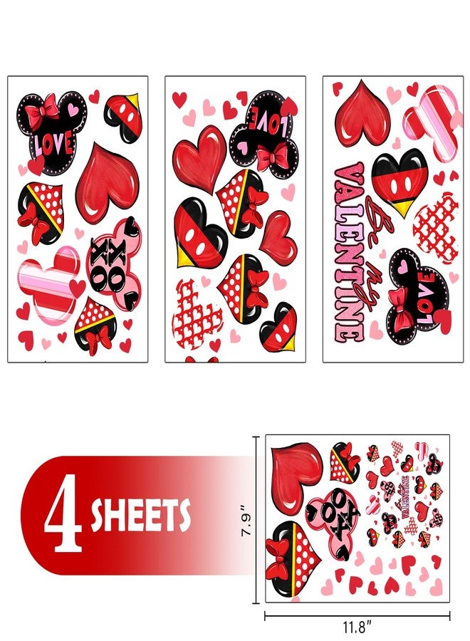 Mfault Valentines Day Window Clings 4 Sheets, Be My Valentine Red Love Hearts Romantic Stickers Decals Decorations, Anniversary Wedding Home Kitchen Decor Party Supplies - Image 2