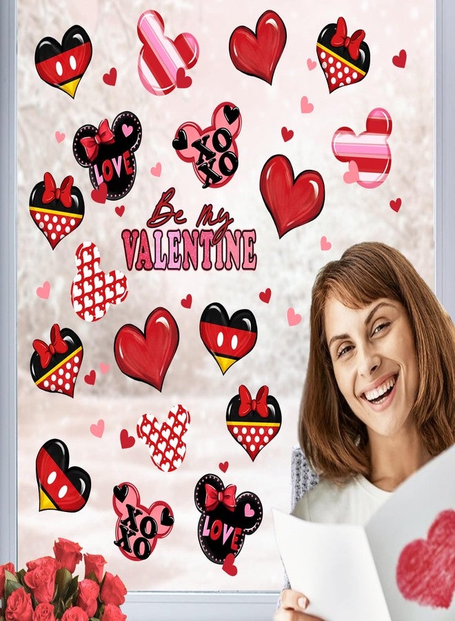Mfault Valentines Day Window Clings 4 Sheets, Be My Valentine Red Love Hearts Romantic Stickers Decals Decorations, Anniversary Wedding Home Kitchen Decor Party Supplies - Image 3