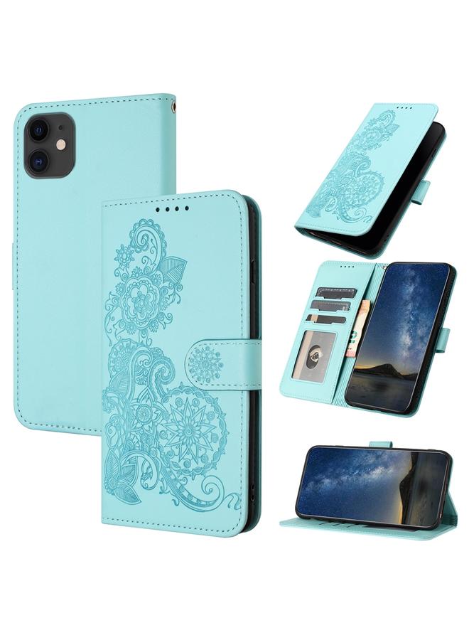 Zaboon Case For iPhone 12 / 12 Pro Datura Flower Embossed Flip Leather Phone Case - Image 1