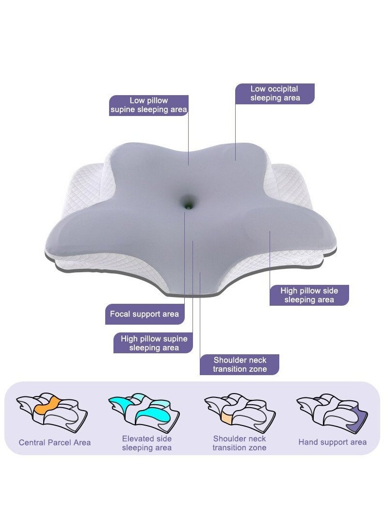 Toko Butterfly Cervical Pillow | Grey | Medical Pillow | Memory Foam | Shoulder & Neck Pain Relief | Ergonomic & Orthopedic Design for Sleeping | Washable Cover  - Image 3