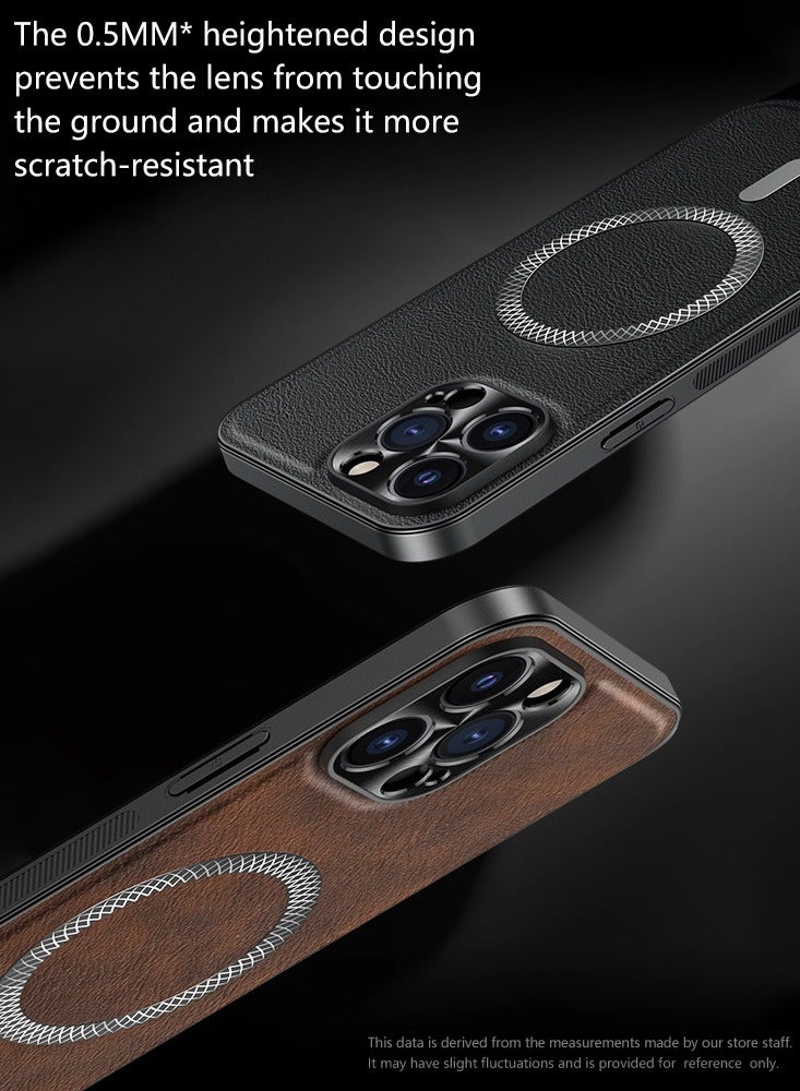 ICARLUS Textured leather protective case for iPhone 13 Pro Max with wireless charging Black - Image 4