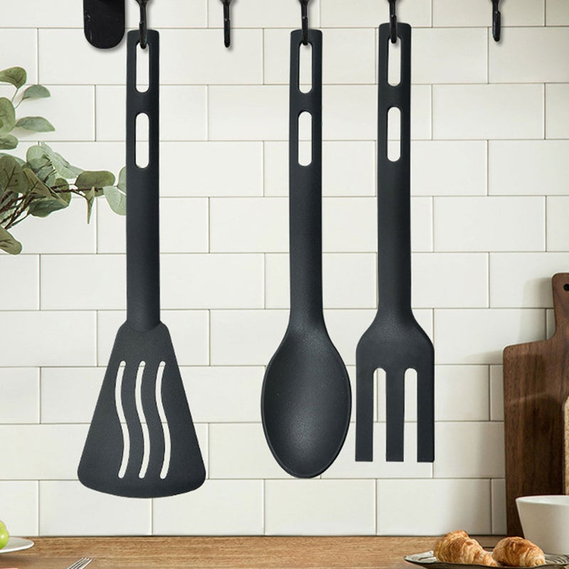 🍳 طقم أواني طاولة محمولة مع مجارف وملاعق وشوك للسفر الخارجي أسود 6 قطع - Image 3