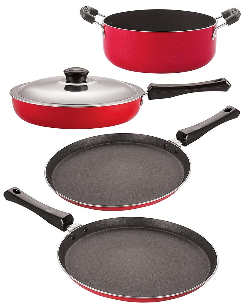 Nirlon Nirlon Non Stick Coated Dishwasher Safe Aluminium Kitchen Utencils Gift Set of 4 Pieces FT10_FT12_FP12_CS24  - Image 1