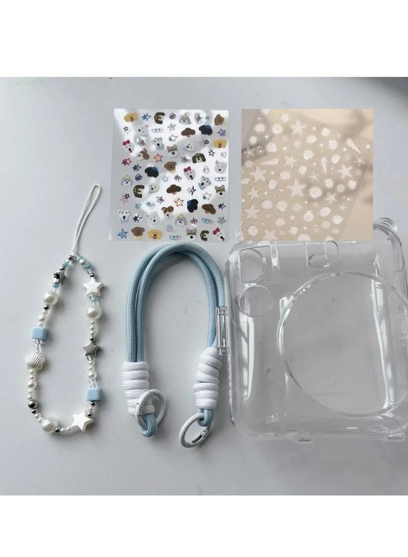 فلاي رود حافظة حماية صلبة لكاميرا فوجي إنستاكس ميني 12 الفورية مع حزام يد قابل للتعديل وملصقات مجانية وسلسلة حافظة كاميرا (شفافة) - Image 4