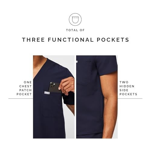 FIGS Chisec Three-Pocket Scrub Top for Men – Navy Blue, L - Image 5