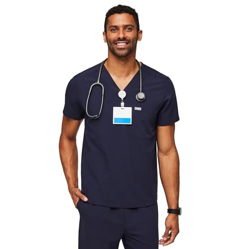 FIGS Chisec Three-Pocket Scrub Top for Men – Navy Blue, L - Image 1