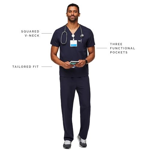 FIGS Chisec Three-Pocket Scrub Top for Men – Navy Blue, L - Image 2