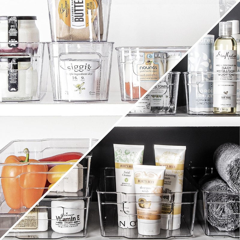 BINO Stackable Plastic Organizer Storage Bins, Small - 2 Pack - Pantry Organization and Storage Refrigerator Organizer Bins Fridge Organizer Freezer Organizer Pantry Organizer Pantry Storage - Image 5