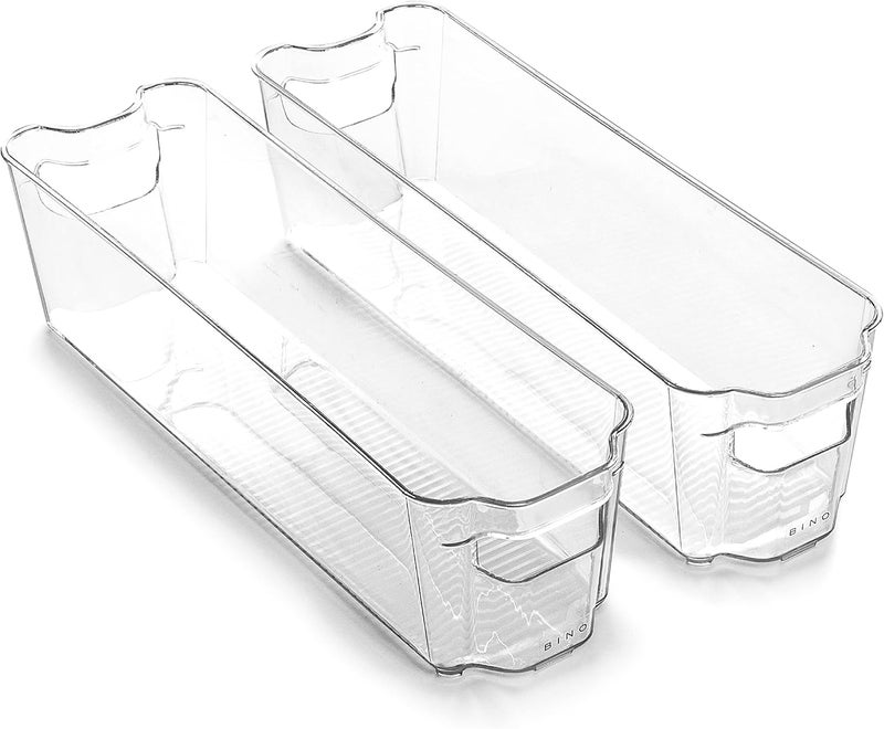 BINO Stackable Plastic Organizer Storage Bins, Small - 2 Pack - Pantry Organization and Storage Refrigerator Organizer Bins Fridge Organizer Freezer Organizer Pantry Organizer Pantry Storage - Image 1