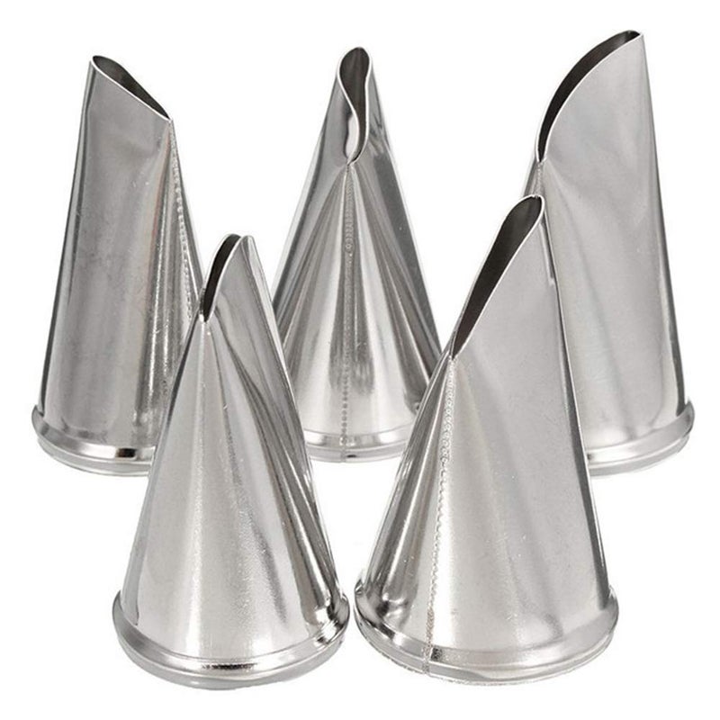 BeeSpring 5 pcs Petal Piping Nozzles Cake Decorating Tips Rose Flower Stainless Steel Icing Nozzle Pastry DIY Decorating Tools for Cake Cupcakes Cookies West Point Dessert