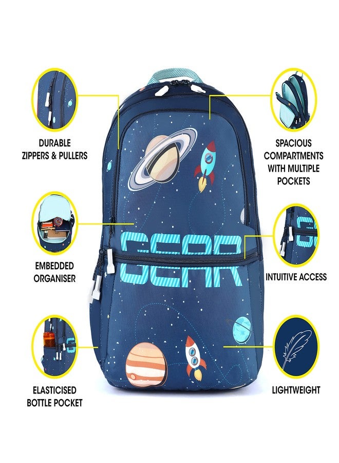 Gear Galaxy Universe 30L Medium Water Resistant School Bag/Kids Bag/Casual Standard 5 Compartment Backpack/Daypack/College Bag For Boys/Girls/Men/Women (Blue) - Image 3