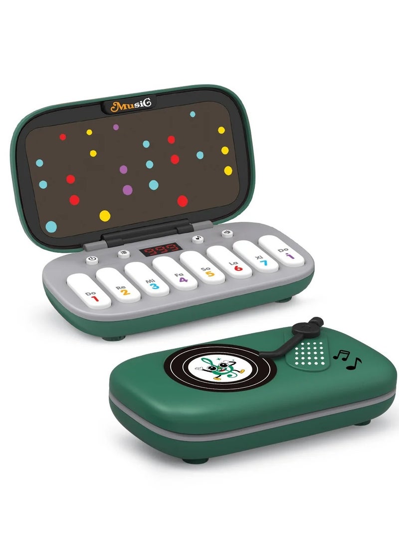 DIGI CORE Electronic Music Rhythm Puzzle Game Machine, Montessori Educational Toy with 7 Game Modes, Portable Pocket Piano, Fast Push Sensory Game for Kids, Travel Learning Toy, Battery-Free Design Green - Image 1