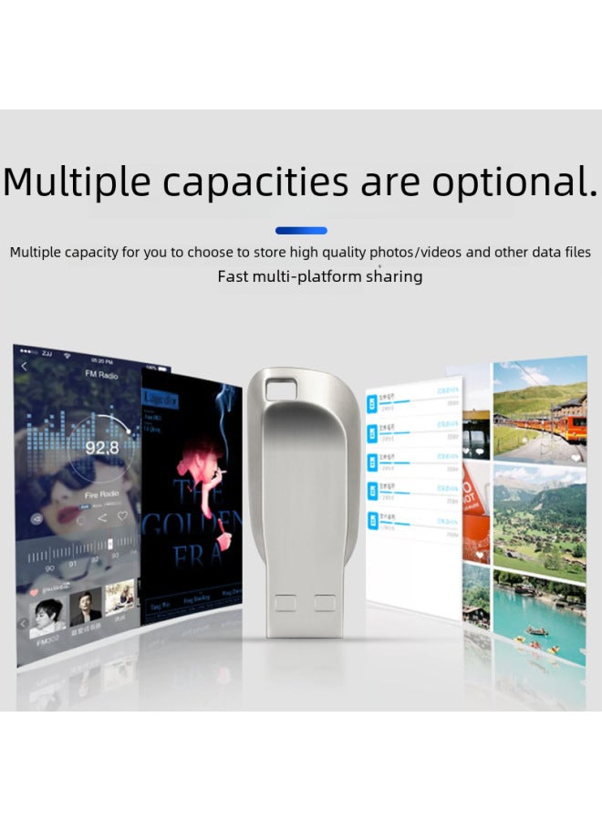 Large Capacity Expansion Upgrade 1TB2TBU Plate Whistle Metal High-speed Creative 64G USB Plate Lettering-Color:Silver-Capacity:16GB - Image 4