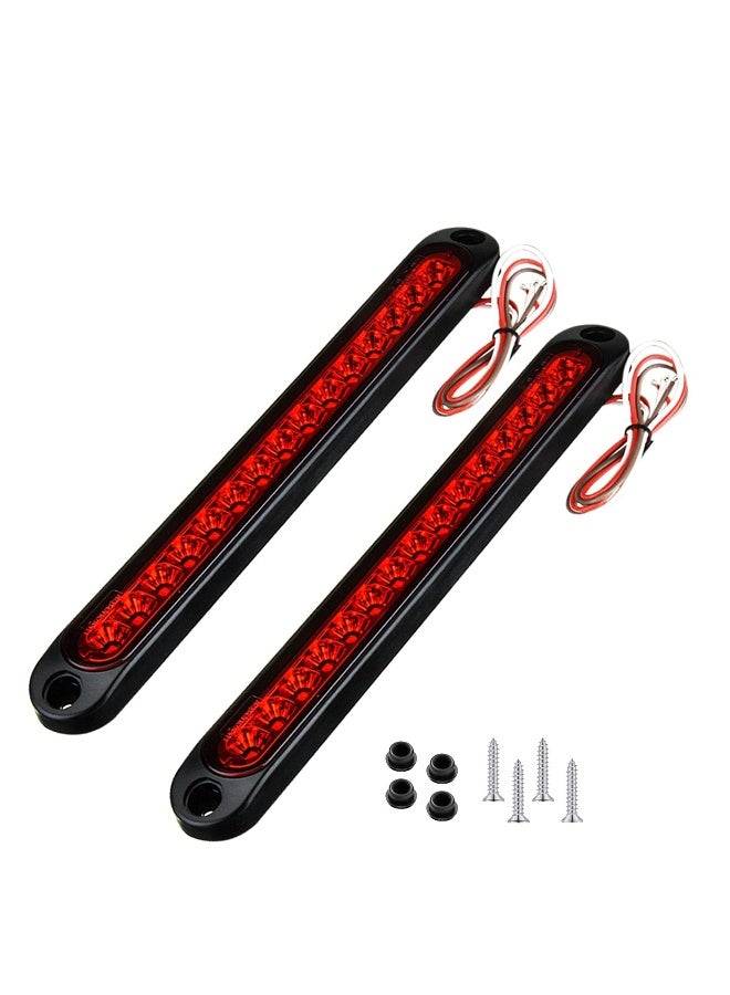 15 LED Waterproof Trailer Brake Tail Light Assembly - Red Stop Turn Tail Lights for Marine Boats, Golf Carts, Offroad Trucks, RVs, UTVs, and ATVs - 2pcs Brake Strip Lamp Set - Image 1