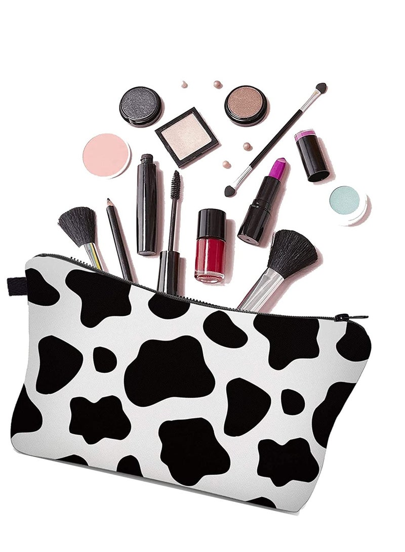 Makeup Bag Set Cosmetic Bag Organizer Small Travel Make Up Pouch Organizer Toiletry Bags for Purse Women Girls 2PACK (  Cow Print) - Image 2