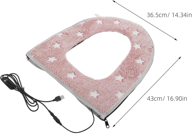 Pink Heated Toilet Seat Cover USB Powered 5 Temperature Settings Timer Soft Fabric Easy Clean - Image 5