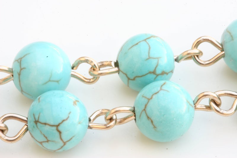 Rosaries Magnesite Turquoise Blue Gemstone Catholic Prayer Rosary/Rosario accented with Magnesite Turquoise Blue Gemstones and Austrian Crystals - Image 4