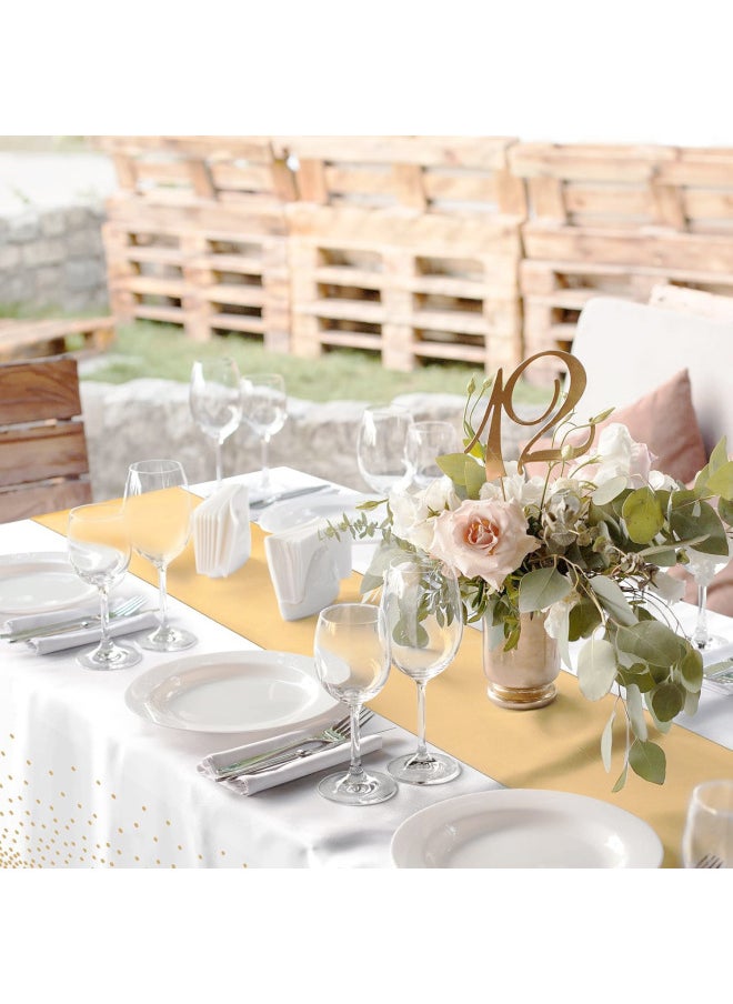 Generic - Direct Disposable Party Peva Dot Tablecloth With Polyester Table Runner Waterproof And Oil-proof-Colour:White Background Gold Dots + Champagne Table Runner-Specification:(137*274/30*274) Table Runner And Tablecloth - Image 1
