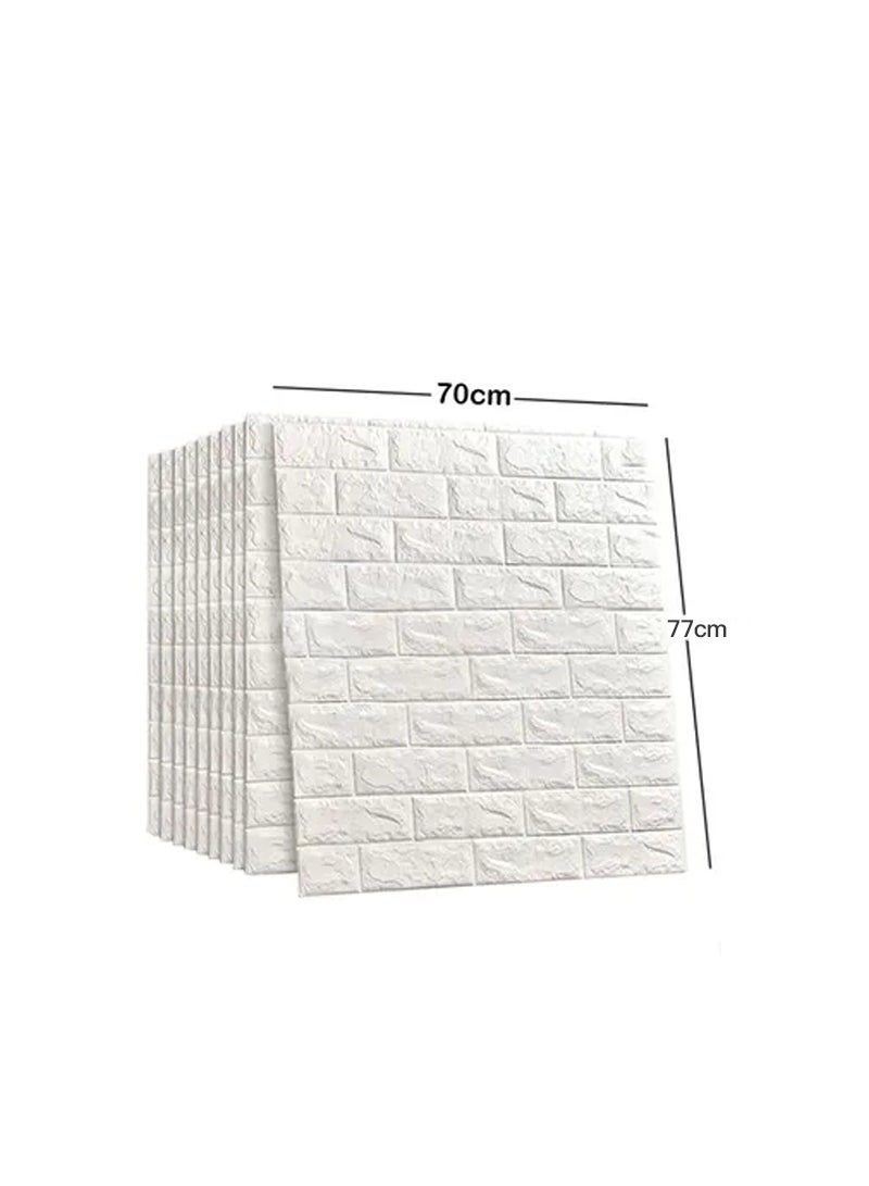 مجموعة ورق حائط من 5 قطع من الطوب الرغوي ثلاثي الأبعاد باللون الأبيض