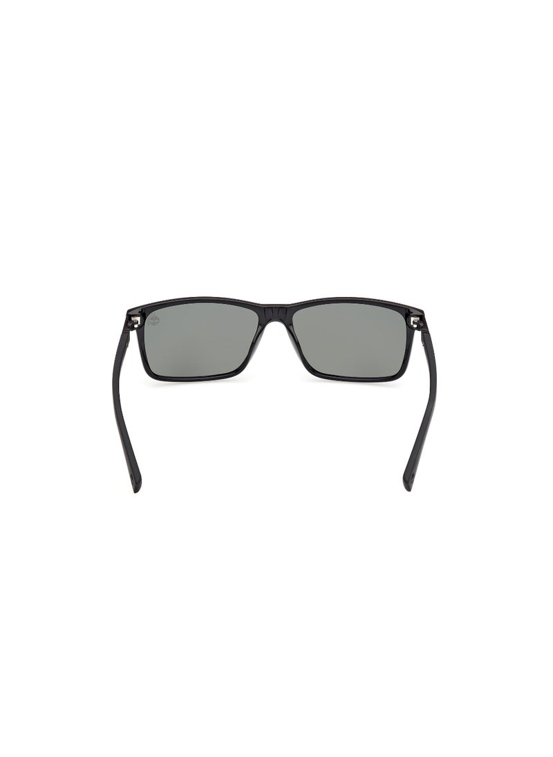 Timberland - Men's Rectangular Shape  Sunglasses TB0001901R58 Lens Size: 58 Millimeter - Shiny Black - Image 1