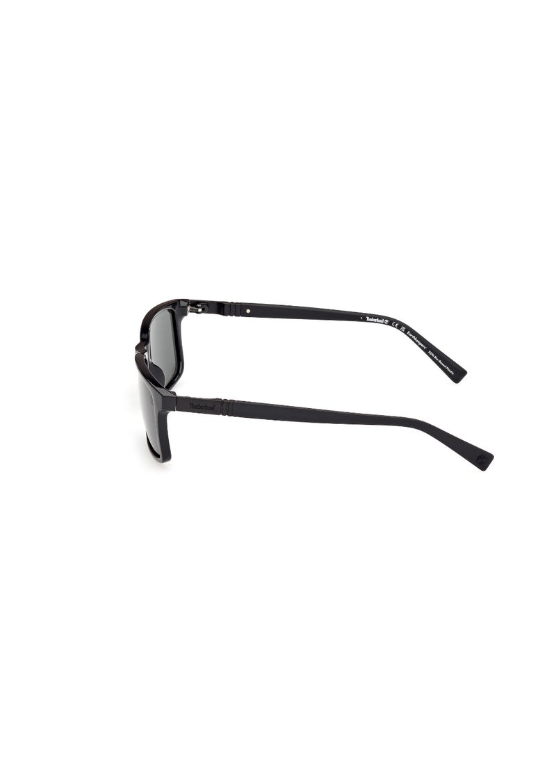 Timberland Men's Rectangular Shape  Sunglasses TB0001901R58 Lens Size: 58 Millimeter - Shiny Black  - Image 4