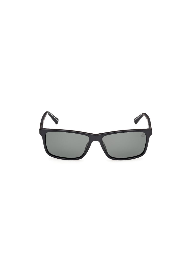 Timberland Men's Rectangular Shape  Sunglasses TB0001901R58 Lens Size: 58 Millimeter - Shiny Black  - Image 2