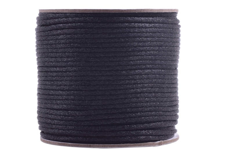KONMAY 50 Yards 2.0mm Nylon Rattail Satin Silk Trim Cord Beading String for Chinese Knotting, Kumihimo, Beading, Macramé, Jewelry Making, Black - Image 1