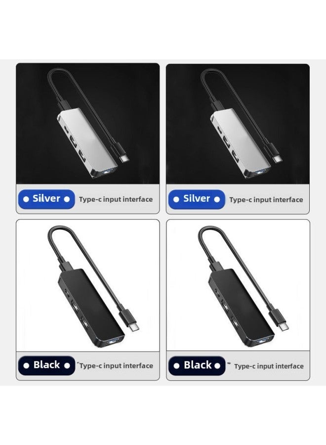 Usb Car Expander Type C Hub One-to-four Charging Data Reading Expansion Branch Hub-Number Of Interfaces:Usb One To Four Silver  - Image 5
