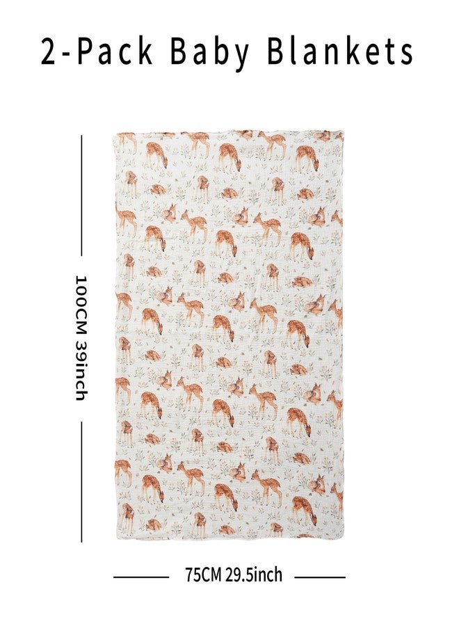 CoolaPeach 2 Pack Minky Baby Blankets,Super Soft Receiving Blankets with Muslin Cotton Front & Dotted Fleece Backing,39x29.5 Inches,Printed Bed Throws Newborn(Deer) - Image 2
