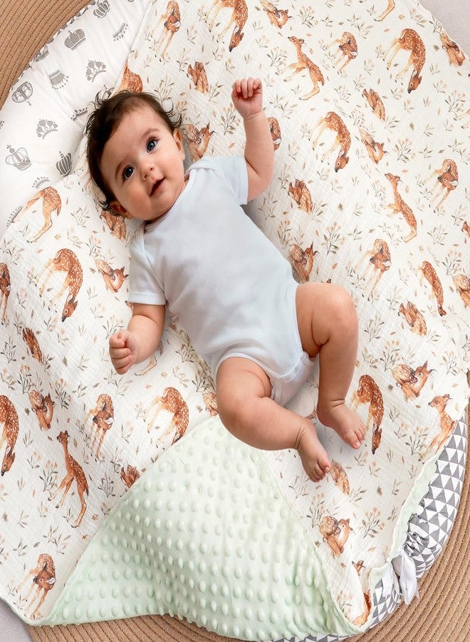 CoolaPeach 2 Pack Minky Baby Blankets,Super Soft Receiving Blankets with Muslin Cotton Front & Dotted Fleece Backing,39x29.5 Inches,Printed Bed Throws Newborn(Deer) - Image 3