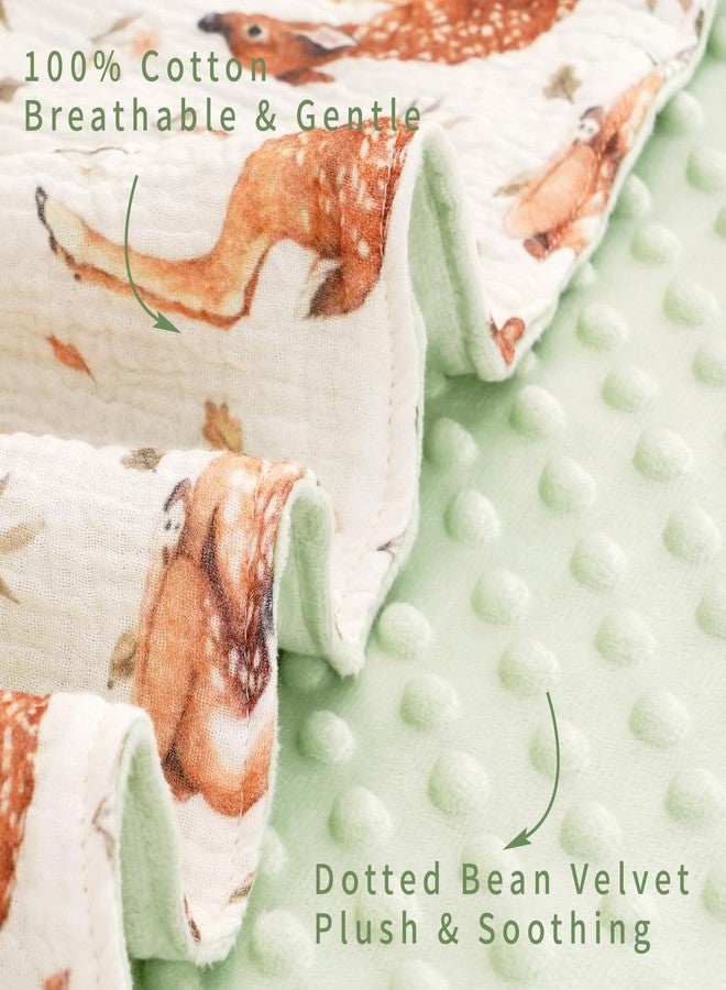 CoolaPeach 2 Pack Minky Baby Blankets,Super Soft Receiving Blankets with Muslin Cotton Front & Dotted Fleece Backing,39x29.5 Inches,Printed Bed Throws Newborn(Deer) - Image 5
